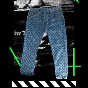 MNML D407 Checker Straight Denim Blue Jeans